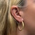Round Hoop Earrings 14K Yellow Gold Diamond Cut Design 1.50" Vintage Estate