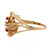 Vintage Floral Leaf Pink Topaz Diamond Ring 14K Brushed Yellow Gold 0.28 TW 7.25