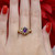 Solitaire Amethyst Diamond Cocktail Ring 14K Yellow Gold 1.00 TW SZ 6.75