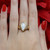Vintage Opal Diamond Accent Ring 14K Yellow Gold Cocktail Marquise Gem Size 9