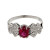 Platinum Synthetic Pink Sapphire Diamond Accent Bow Ring 0.91 CTW Round Gem 6.75