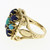 Estate Turquoise Lapis Lazuli Gemstone Floral Statement Ring 14K Y/ Gold SZ 7.75