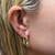 14K Yellow Gold Puffed Hoop Earrings Square Shape 0.75"