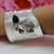 Carol Felley Sunrise Sterling Onyx Flower Cuff Bracelet 6" Vintage