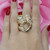 14K Yellow Gold Heart Loving Couple Statement Ring Size 8.5 Unisex Estate