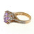 Vintage Amethyst Cubic Zirconia Cocktail Ring Sterling Silver Rose Color 6.25