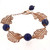 Lapis Lazuli Ball Mesh Leaf Bracelet Sterling Silver .925 Rose Gold Overlay 7-8"