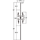 scrolls iron balusters from lighted landings