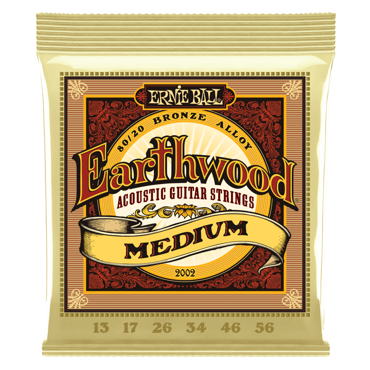 Ernie Ball Medium Earthwood 80/20 Bronze Acoustic Guitar Strings 13-56 Gauge