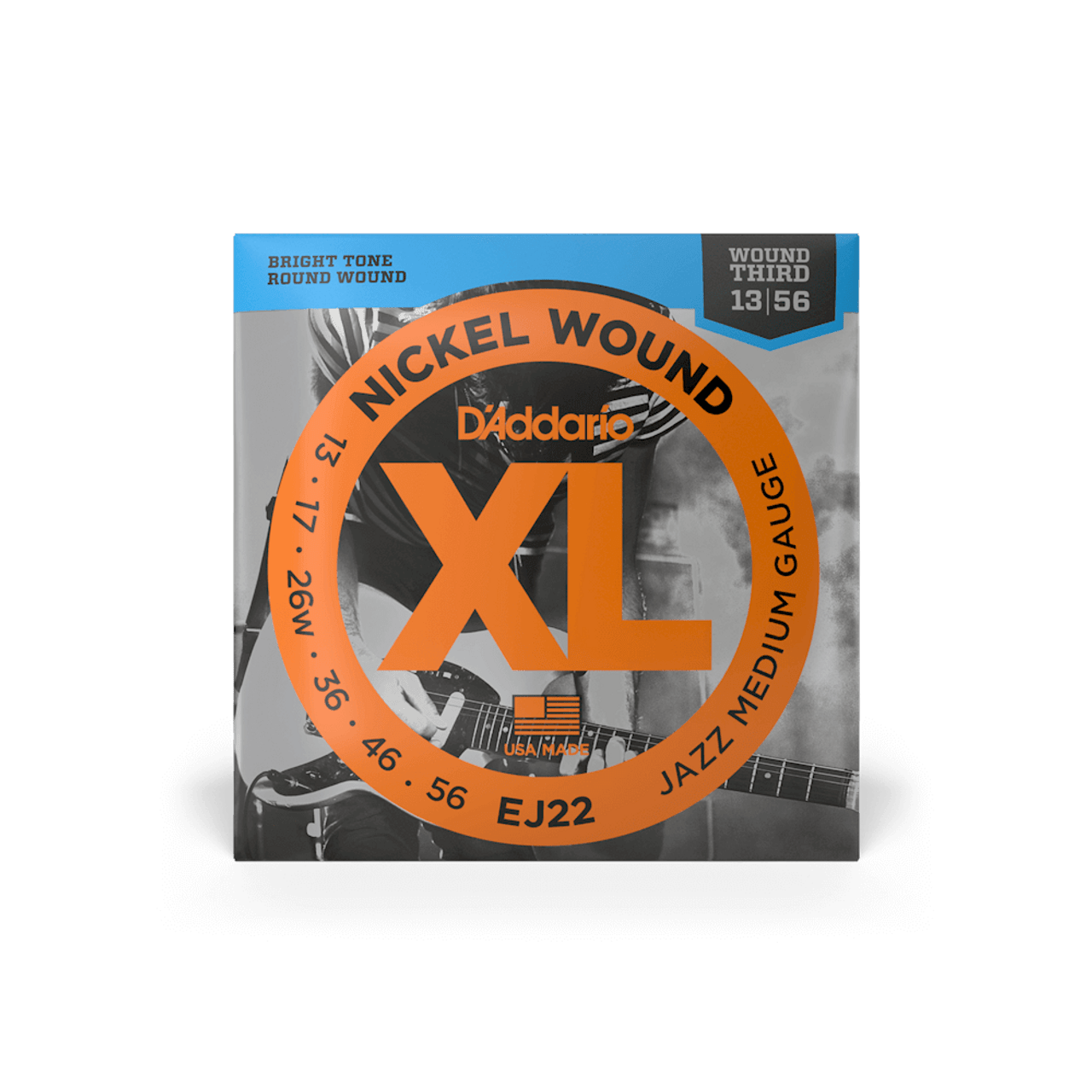 D'Addario EJ22 13-56 Wound 3rd Nickel Wound Electric Guitar Strings