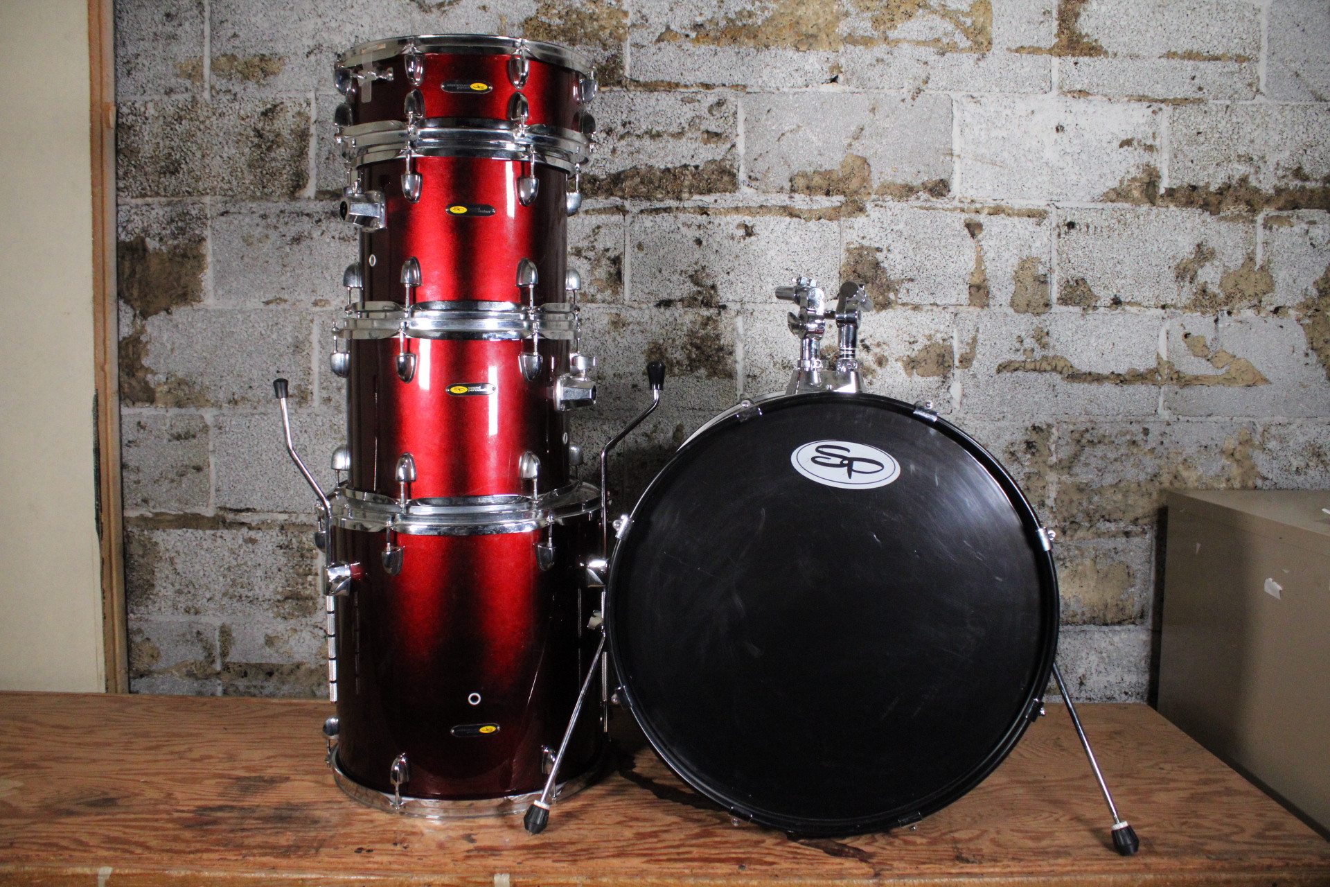 Sound Percussion Red Sparkle Drum Set 12/13/16/22/14 w/ Cymbals & Hardware (Used)