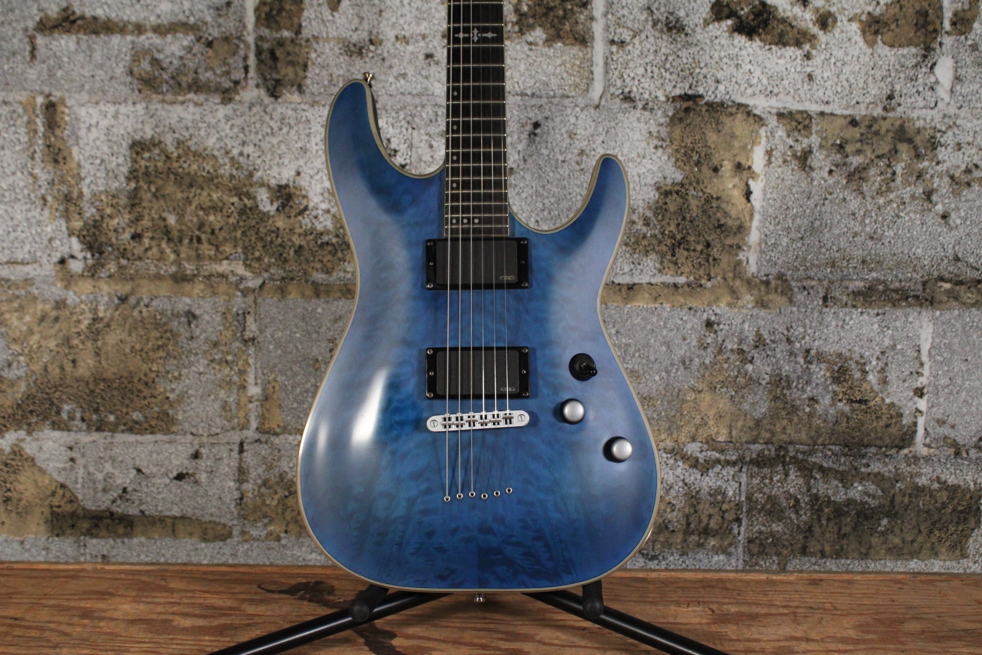 Schecter C-1 Platinum See Thru Midnight Blue w/ Schecter Hard Case