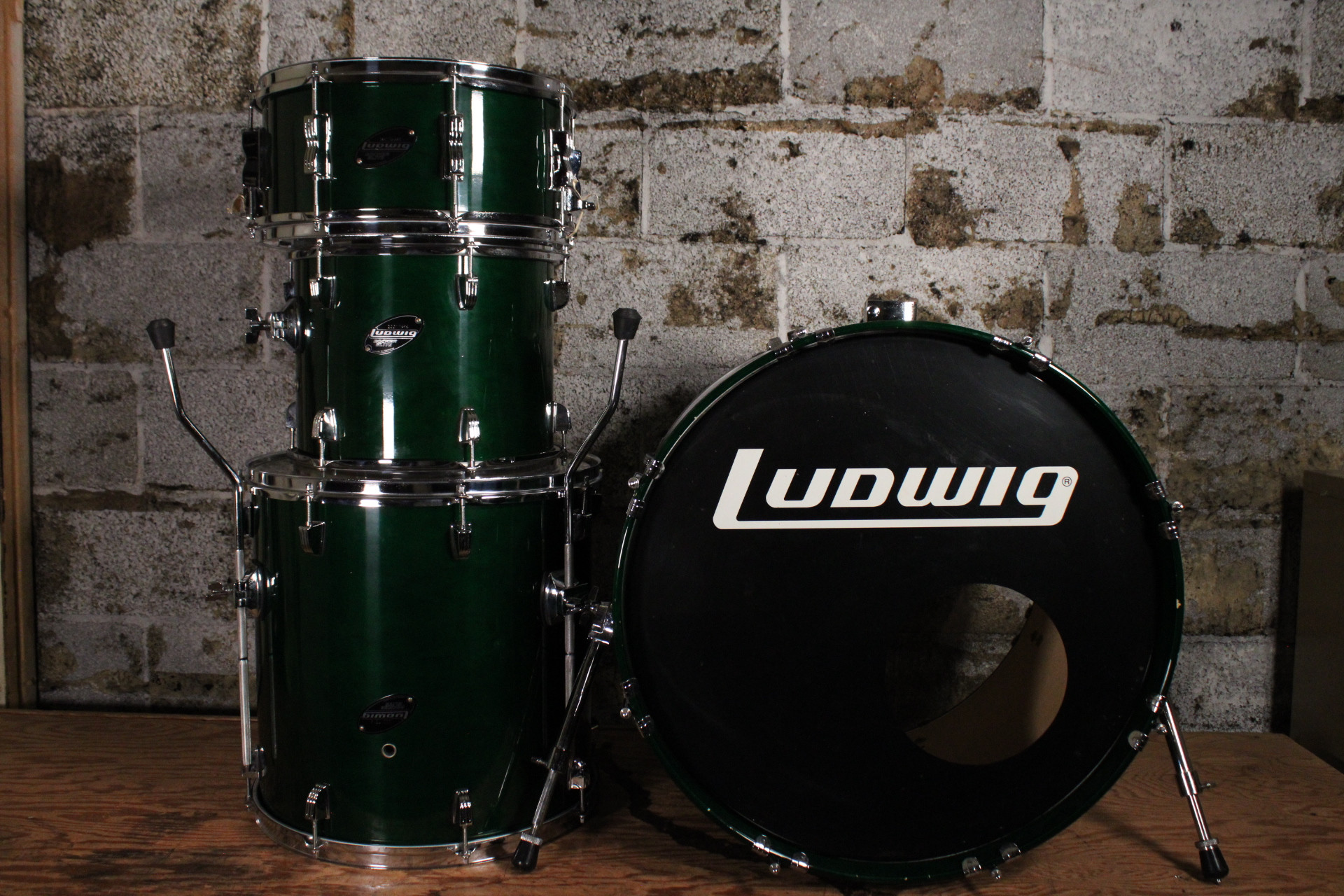Ludwig Rocker Elite Green 12/16/22/14 w/ Cymbals & Hardware (Used)