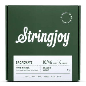 Stringjoy 10-46 Classic Light Gauge Broadways Pure Nickel Electric Guitar Strings Stringjoy 10-46 Classic Light Gauge Broadways Pure Nickel Electric Guitar Strings