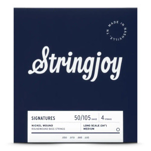 Stringjoy Medium Gauge (50-105) 4 String Long Scale Nickel Wound Bass Guitar Strings Stringjoy Medium Gauge (50-105) 4 String Long Scale Nickel Wound Bass Guitar Strings