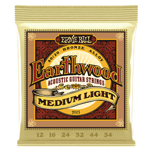 Ernie Ball Medium Light Earthwood 80/20 Bronze Acoustic Guitar Strings 12-54 Gauge Ernie Ball Medium Light Earthwood 80/20 Bronze Acoustic Guitar Strings 12-54 Gauge