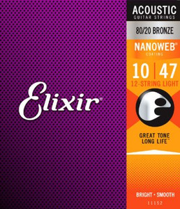 Elixir Nanoweb 80/20 Bronze Light 12 String 10-47 Elixir Nanoweb 80/20 Bronze Light 12 String 10-47