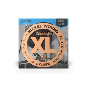 D'Addario EXL115W Wound 3rd 11-49 Nickel Wound Electric Guitar Strings D'Addario EXL115W Wound 3rd 11-49 Nickel Wound Electric Guitar Strings