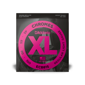 D'Addario ECB81S Short Scale 45-100 Chromes Flatwound D'Addario ECB81S Short Scale 45-100 Chromes Flatwound