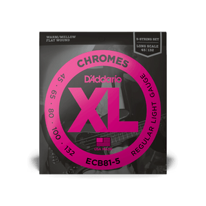 D'Addario ECB81-5 45-132 5 String Chromes Flatwound D'Addario ECB81-5 45-132 5 String Chromes Flatwound