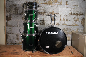 Peavey International Series II Metallic Green Drum Set 12/13/16/22/14 Drum Shells Only (Used)