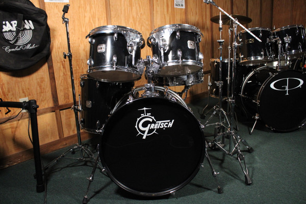 Gretsch Import Square Badge Piano Black Drum Shells & Hardware Only (Used)