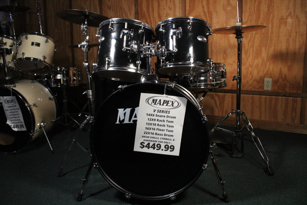 Mapex V Series Black Drum Set with Cymbals & Hardware (Used)