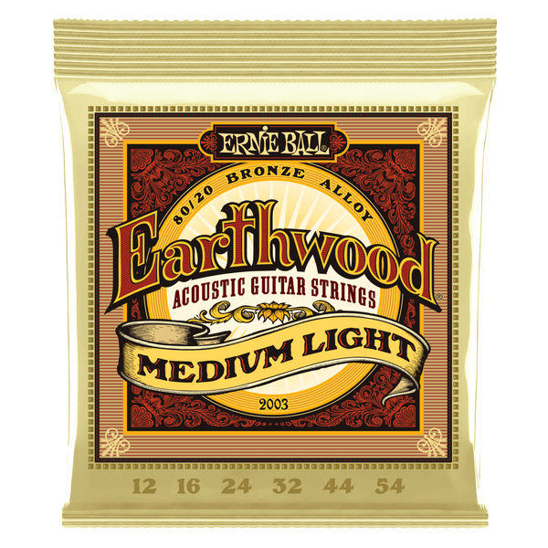 Ernie Ball Medium Light Earthwood 80/20 Bronze Acoustic Guitar Strings 12-54 Gauge