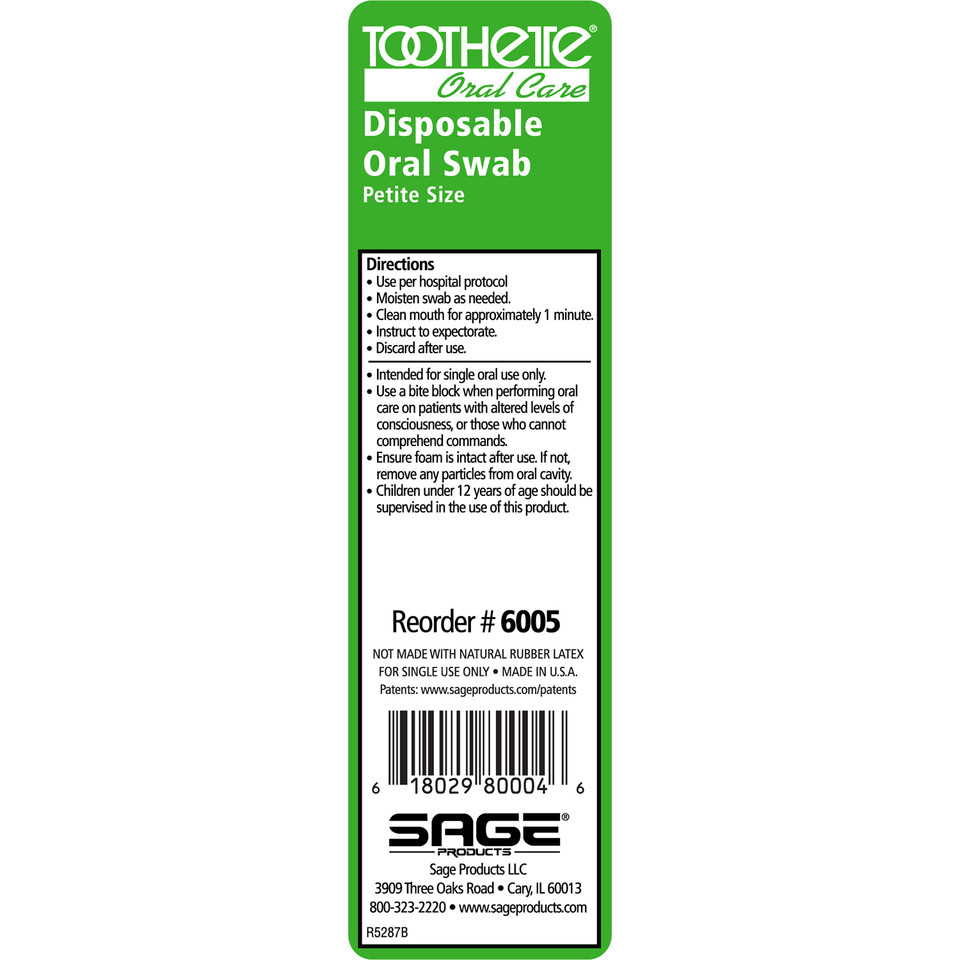 Sage Toothette Oral Swabs Petite Stryker Home Care