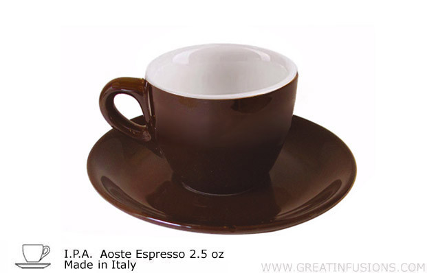 Dark Brown Espresso Cup / Saucer | I.P.A Aoste | Great Infusions