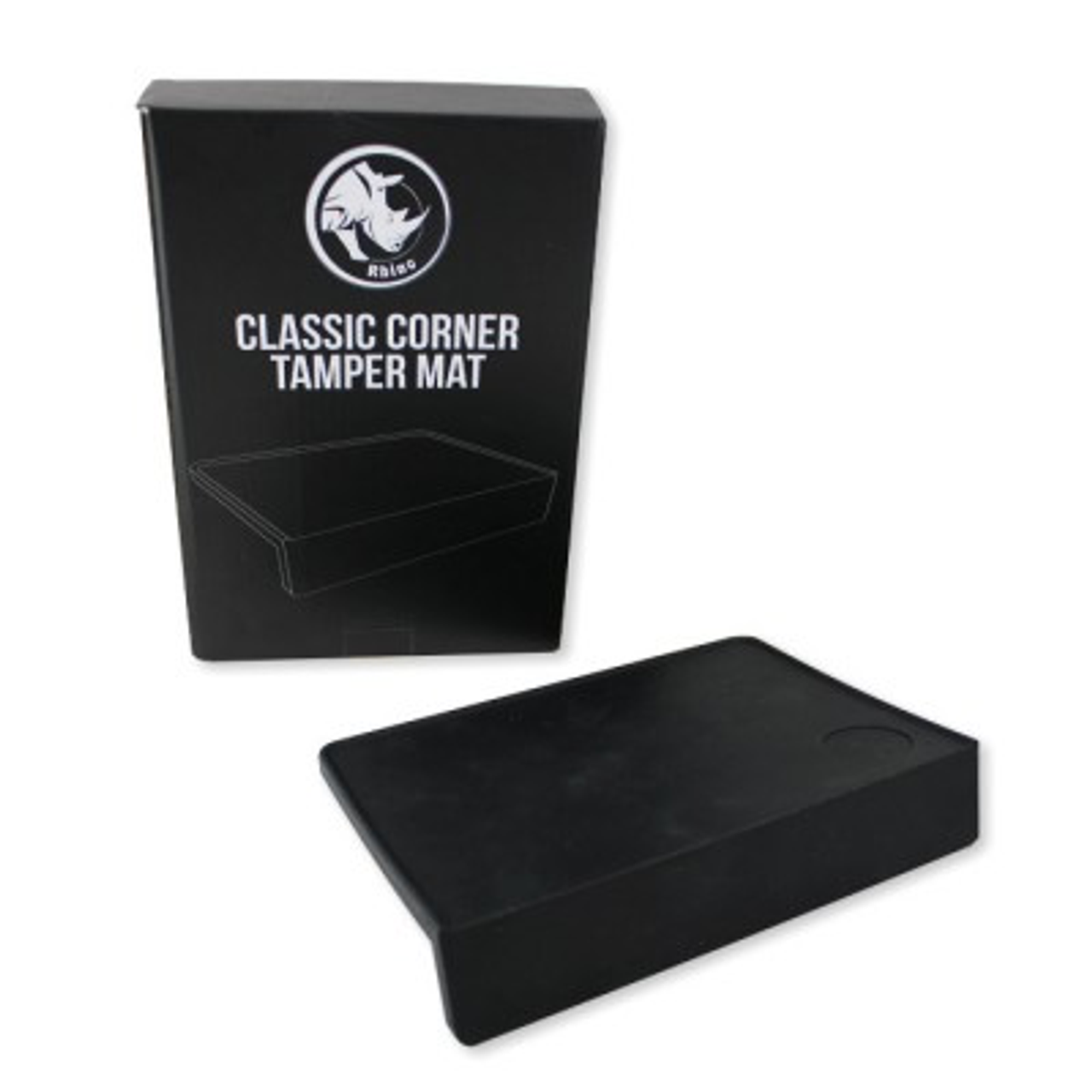 Black food grade silicone rubber corner tamping mat - Gaggia Classic size >