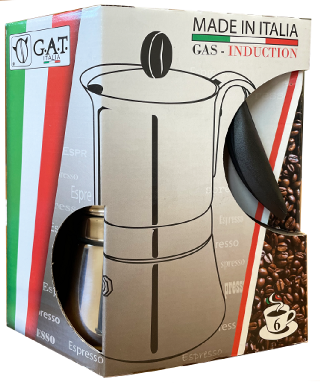 Stovetop Espresso, Moka Pot, 6 cup