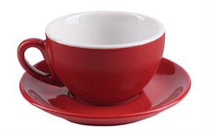 Handmade Italian Espresso Cup and Saucer from The Rosso Collection