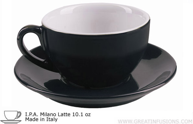 Black I.P.A Italian Made Porcelain Latte Cups | Great Infusions