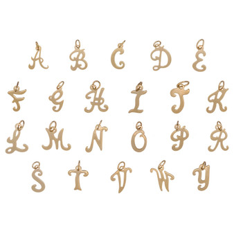 9ct Gold Small Script Initial Alphabet Letter Charm