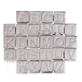 STS Cube Initial Alphabet Letter Charm Bead