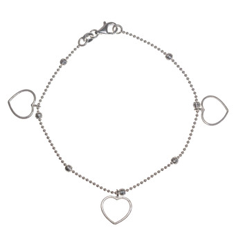 STSHOBL - 3mm Ladies Heart Outline Charm Bracelet