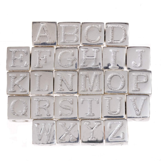 STS Cube Initial Alphabet Letter Charm Bead