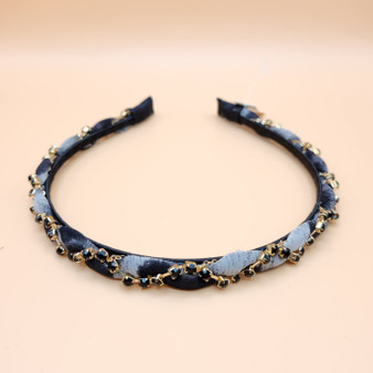 Leopard Jewelled Headband Black