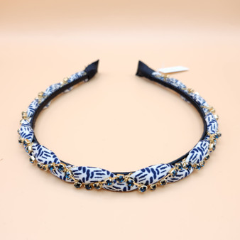 Pastel Patterned Jewelled Headband (Blue)