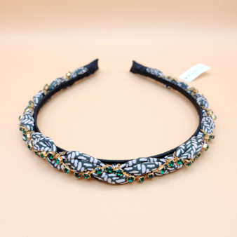 Pastel Patterned Jewelled Headband (Green)