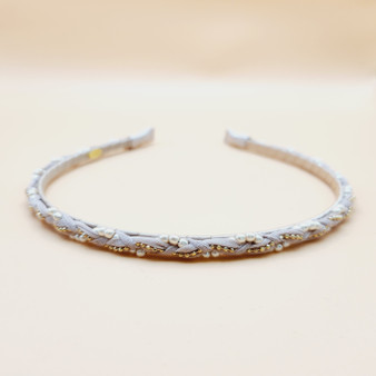 Mini Pearl Criss Cross Headband (Beige)