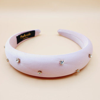 Silk Pastel Wide Crystal Dot headband (Pink)