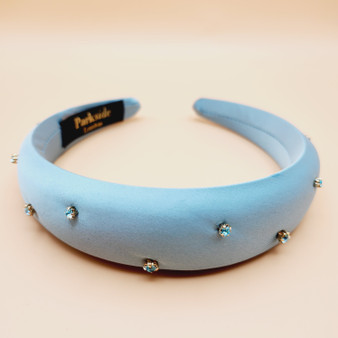 Silk Pastel Wide Crystal Dot headband (Mint)