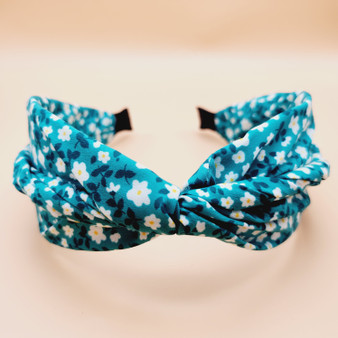 Floral Pattern Twist Fabric Headband (Mint)