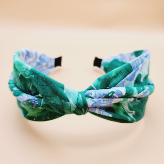 Flower Sketch Design Twist Fabric Headband (Green)