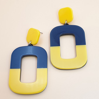 Rec Resin Earrings (Yellow)