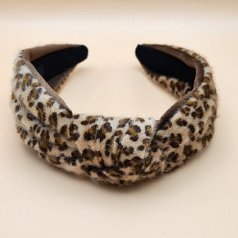 Leopard print knotted velvet headband