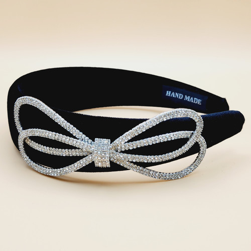 Velvet Crystal Bow Headband (Black) Velvet Crystal Bow Headband (Black)