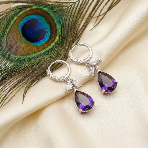 Purple Tear drop earrings